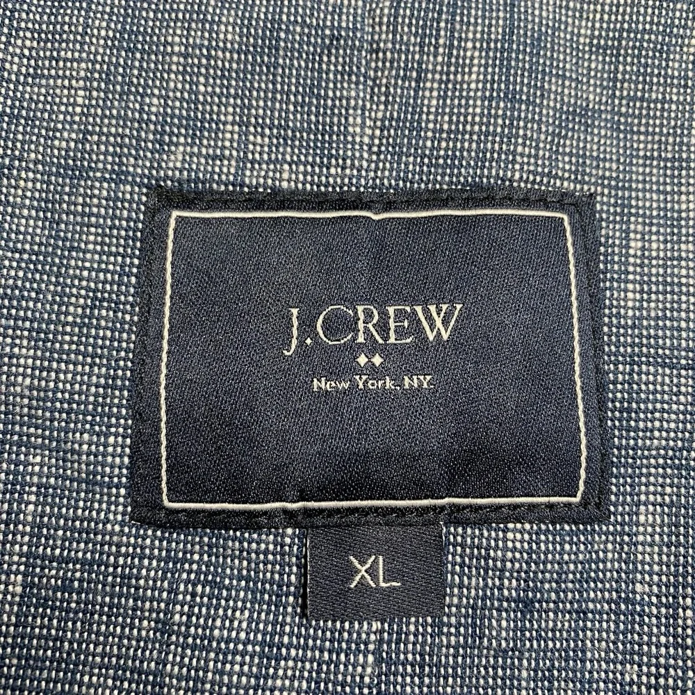 J Crew Blazer Sport Coat XL (46R) Unstructured 2B2V Linen Cotton Blue Chambray